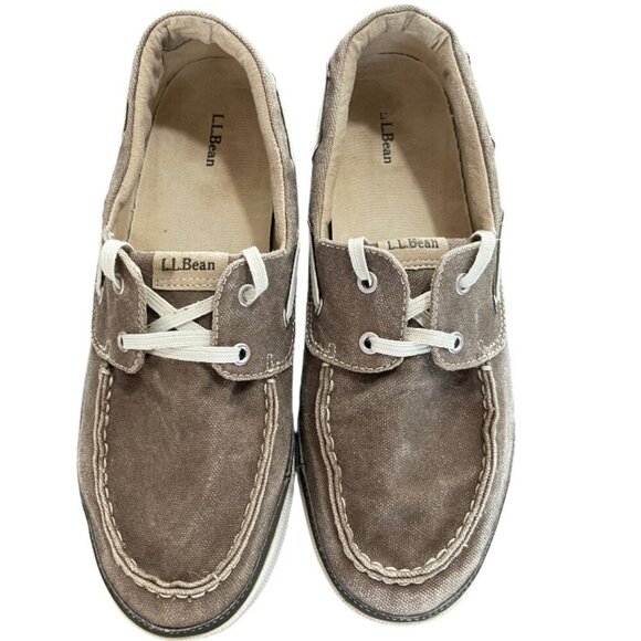 LL. Bean Men's Canvas Boat Loafer Deck Shoes Lace-Up in Oxford Grey Size 11.5 - Picture 3 of 8